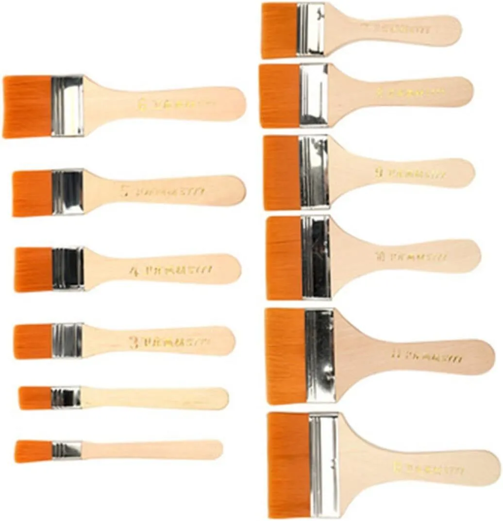 12Pcs Nylon Paintbrush Set for Oil and Watercolor Painting with Wooden