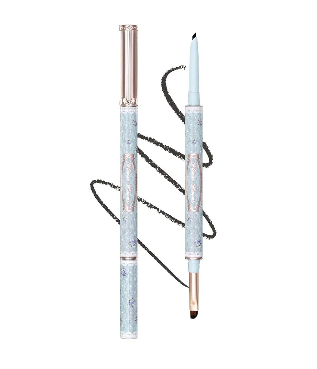 Gel Eyeliner Dual-Ended Pencil Waterproof Longlasting Smudge Proof Satin - Black