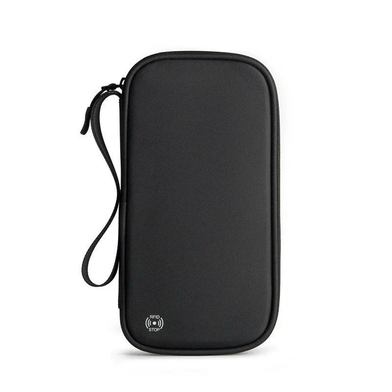 Passport and Credit Card Holder - Slim RFID Blocking Travel Organizer - Black