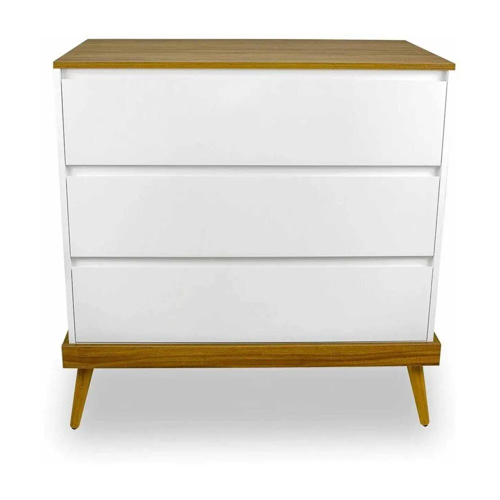 Bella Casa White-Brown Wood Chest of Drawers