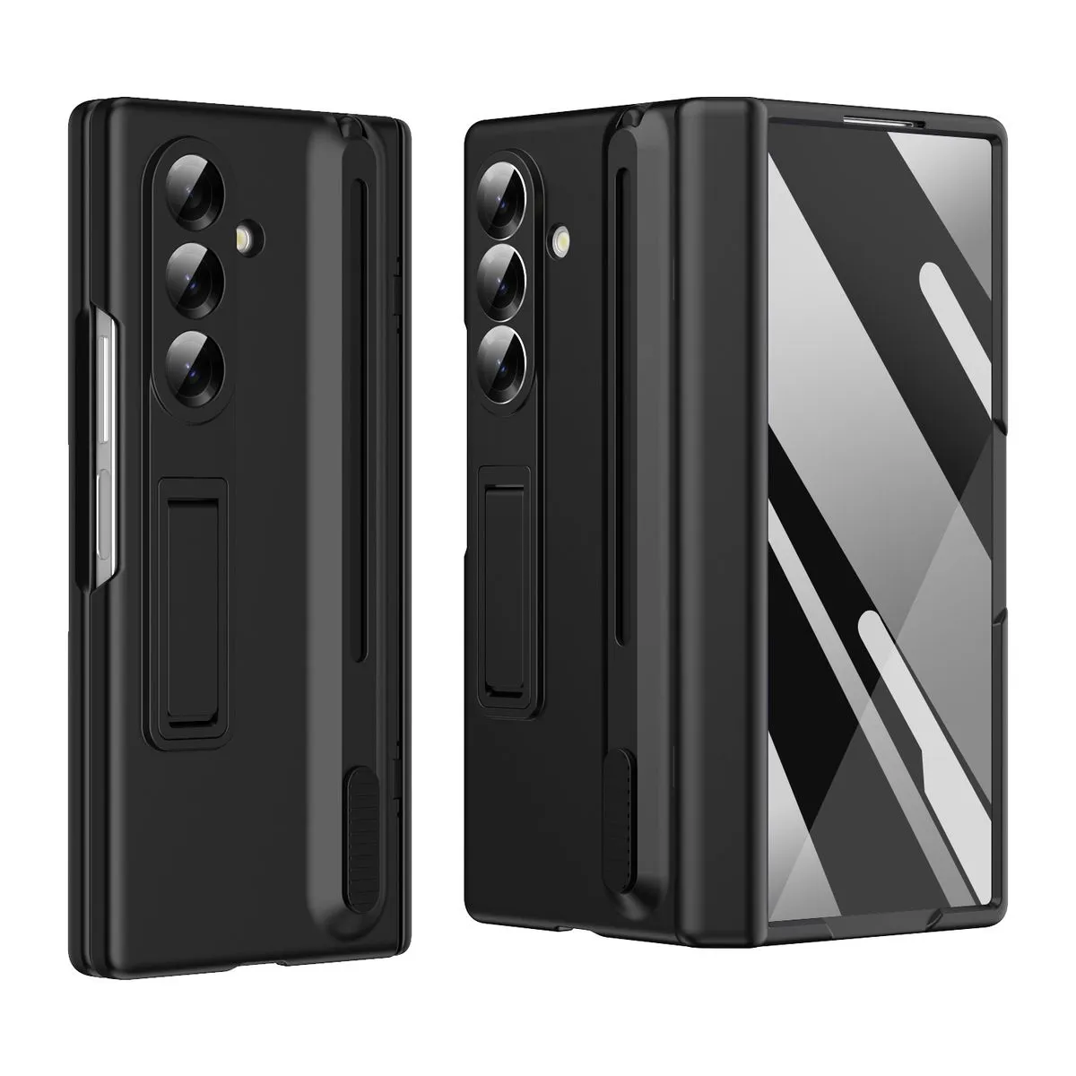 Compatible With Samsung Galaxy Z Fold 7 Case With S Pen Holder Hinge Cover - Black