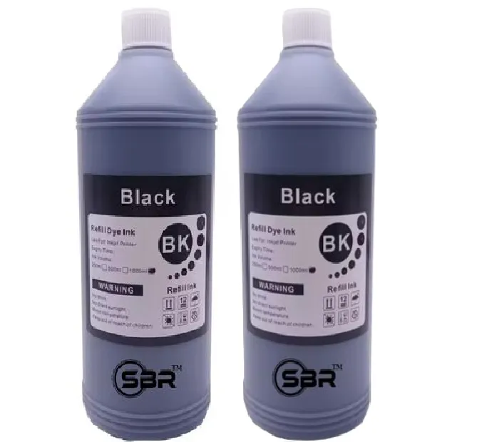 SBR Universal Dye Refill ink - 1 Litre - Black -2 Pack For Epson Printers
