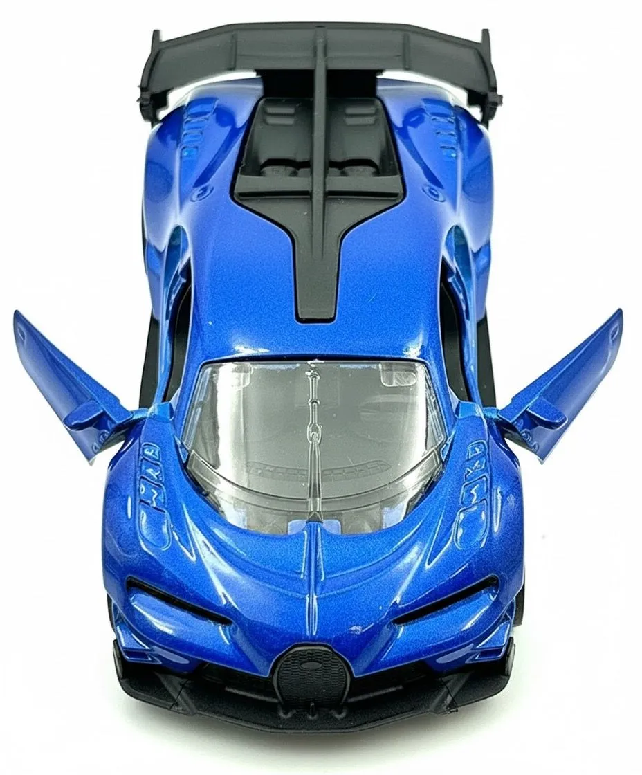 Metal Die Cast Alloy Car Pullback Action & Opening Doors - 13cm Vehicle Toy - Blue