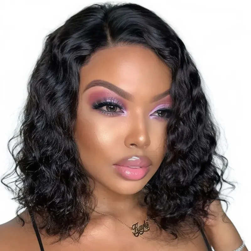 12" Brazilian Deep Curly Short Bob Wig 13x4 HD Lace Frontal Wig-Bresilienne