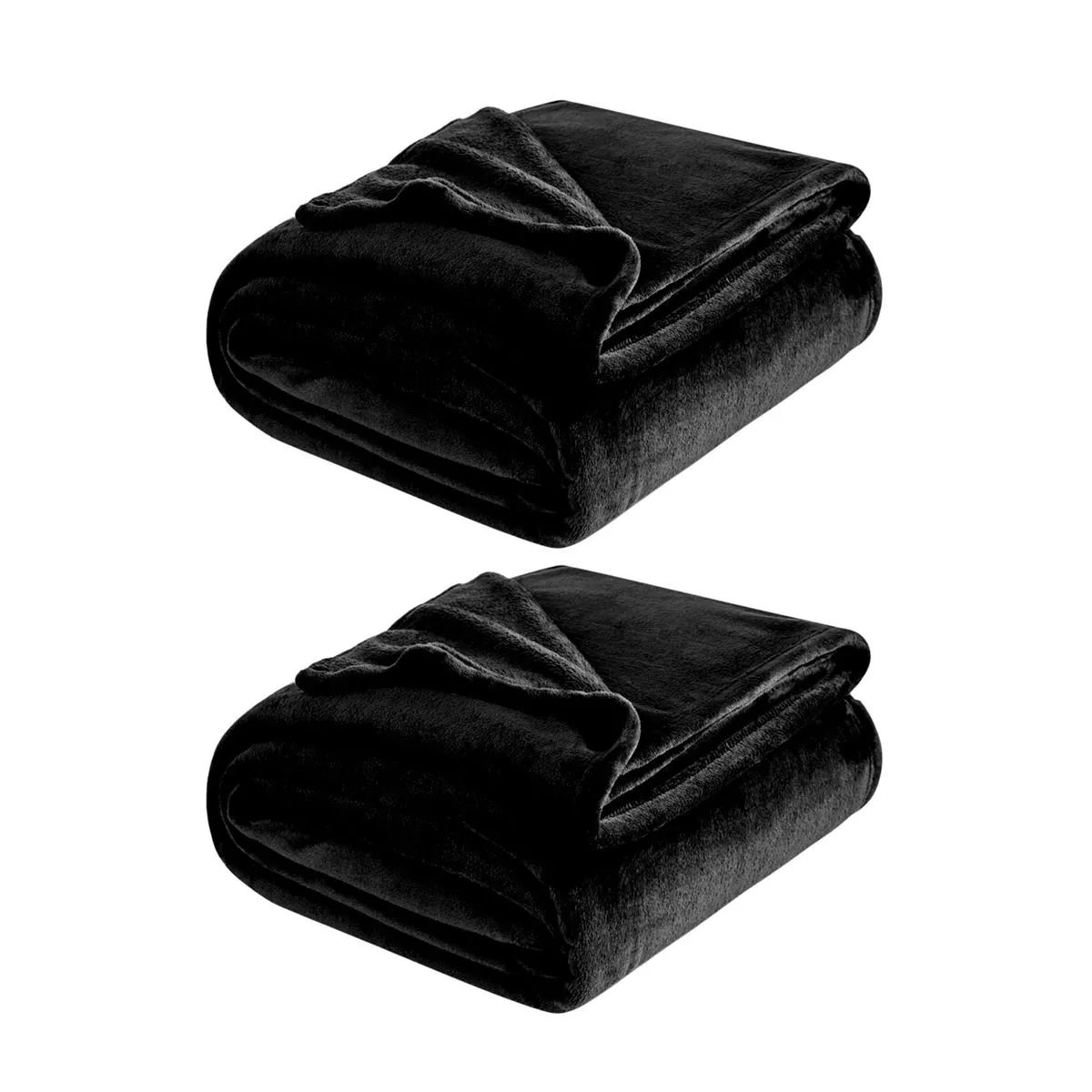 Ultra Plush Blankets-Throws-Fleece Blanket - Soft - Set of 2 - Black