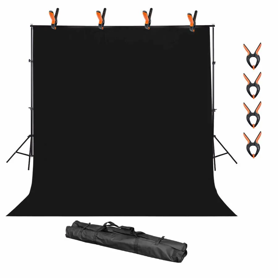 19,686ft X 9.843ft Photography Black  Backdrop  & 9.843ft X 9.843ft  Stand