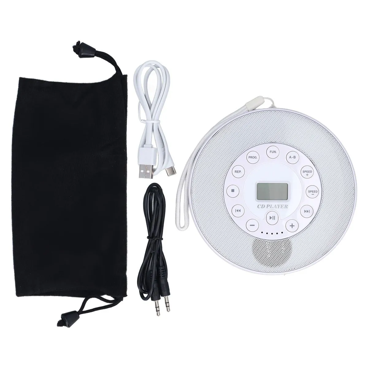 Portable CD Player Anti Skip 1500mAh Compatible With CD CD RW MP3 White