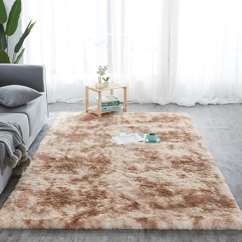 Three Tone Brown Fluffy Carpet - Shaggy & Foldable Rug Brown 200 x 150