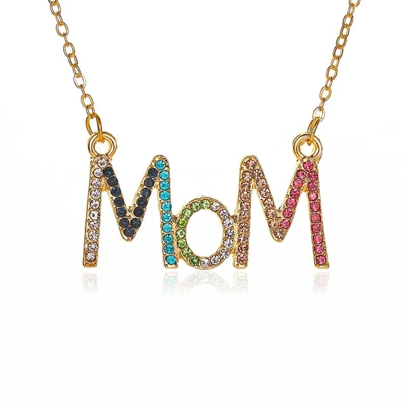 Diamond Mom Monogram Necklace for Women Fashion Jewelry Gift for Women