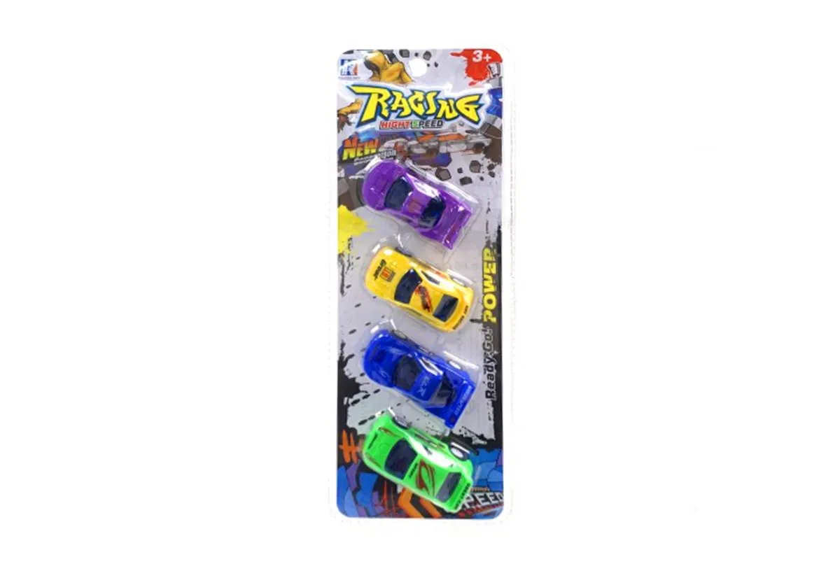 Pullback Racing High Speed Car Set - 4-Piece
