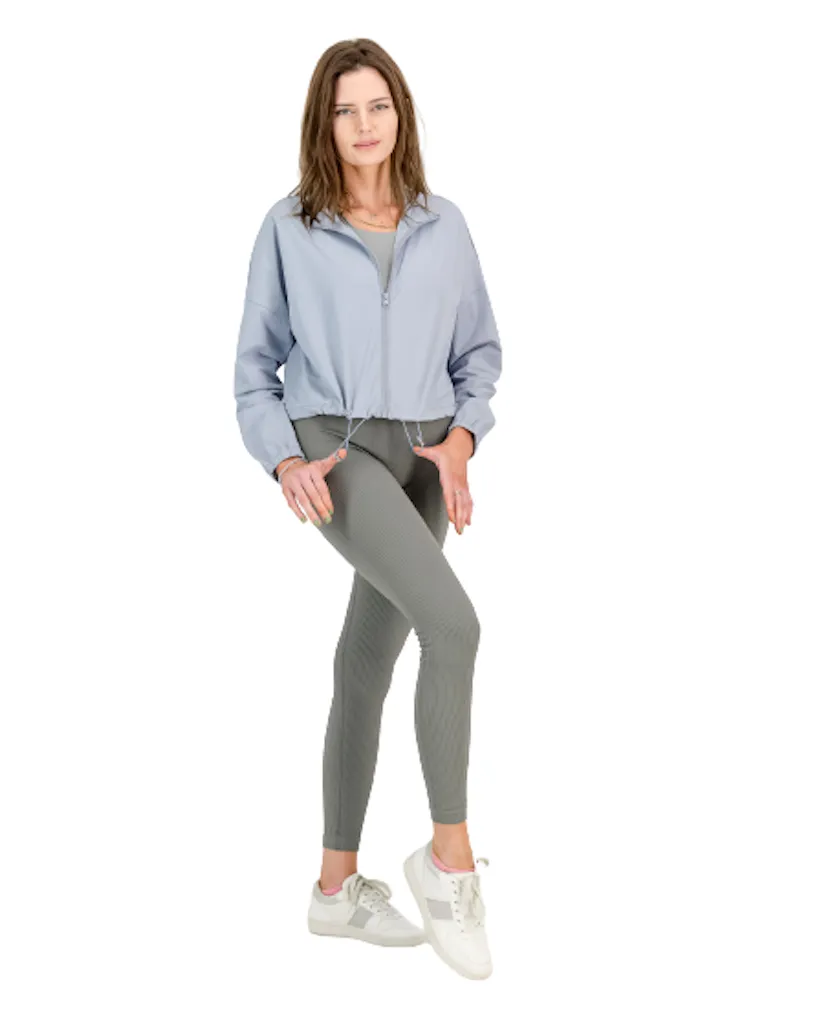 Ladies Super Stretch Cropped Windbreaker Jacket Lilac, Water-Resistant, Gym