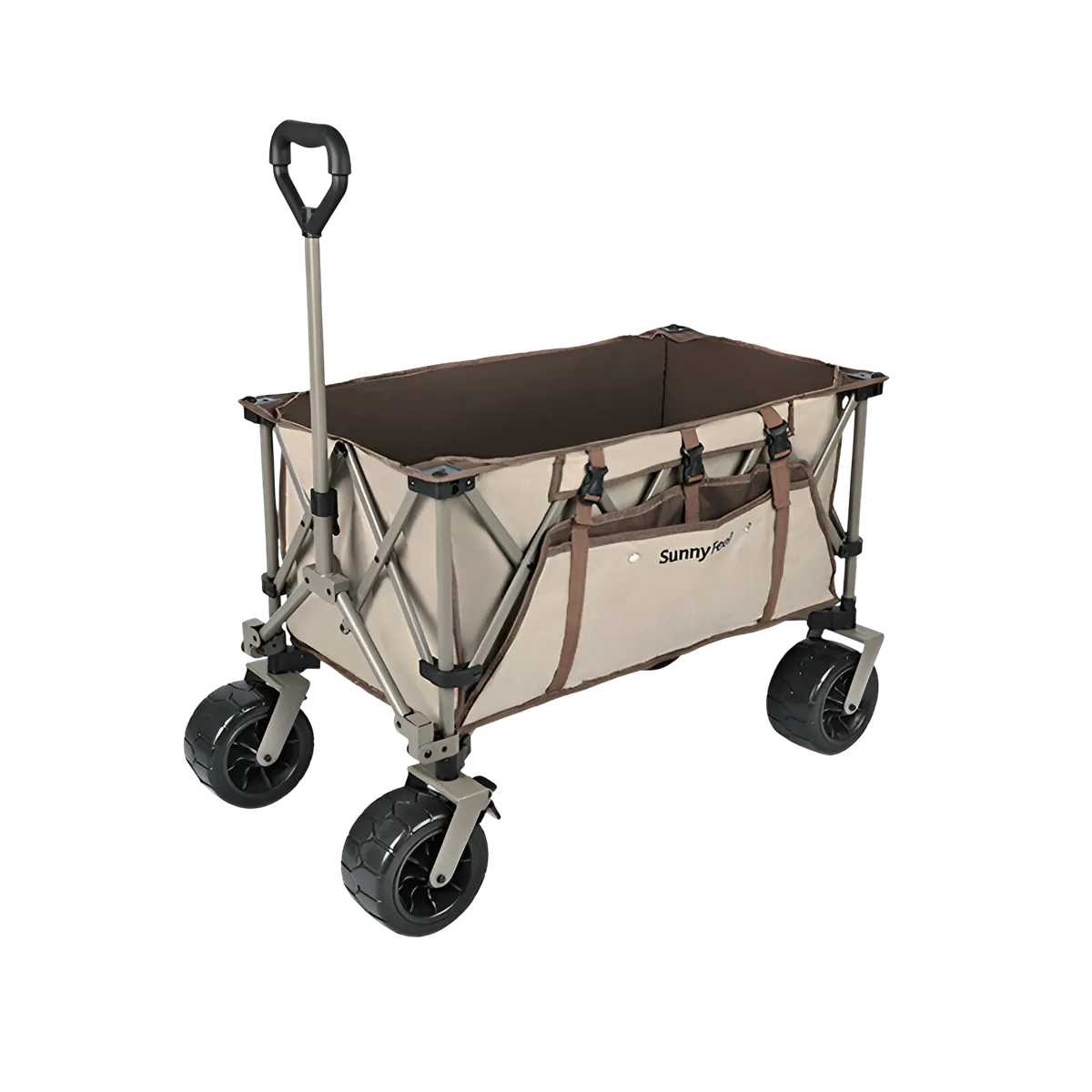 SunnyFeel Heavy Duty Foldable Camping Wagon & Utility Trolley - 120kg Load - Beige