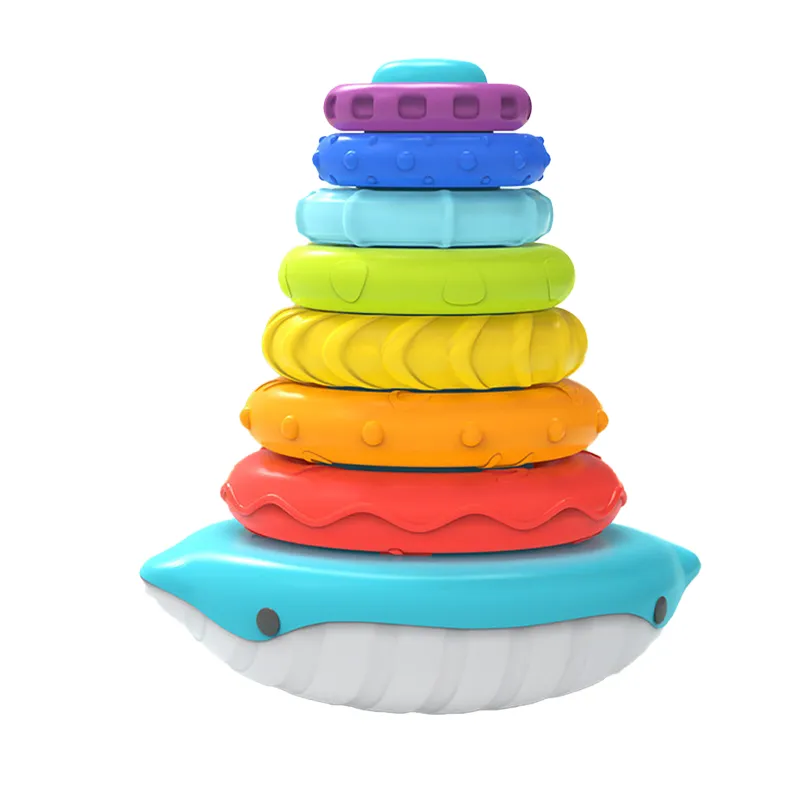 Early Childhood Educational Puzzle Toys, Layered Music, Rainbow Tower Rings - Blue