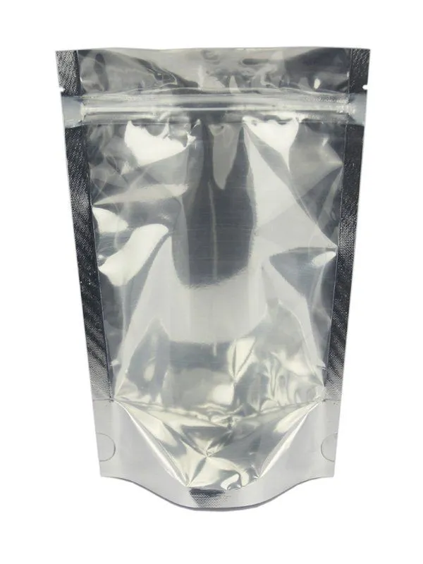 50 Piece Stand Up Resealable Metalized Transparent Pouch -130mm x 150mm