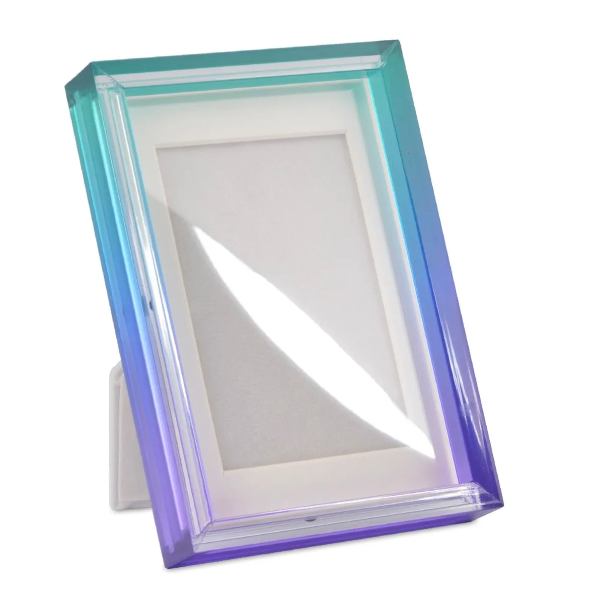 Gradient Acrylic Photo Frame 4x6 Inch Modern Transparent Colour Fade - Purple, Green
