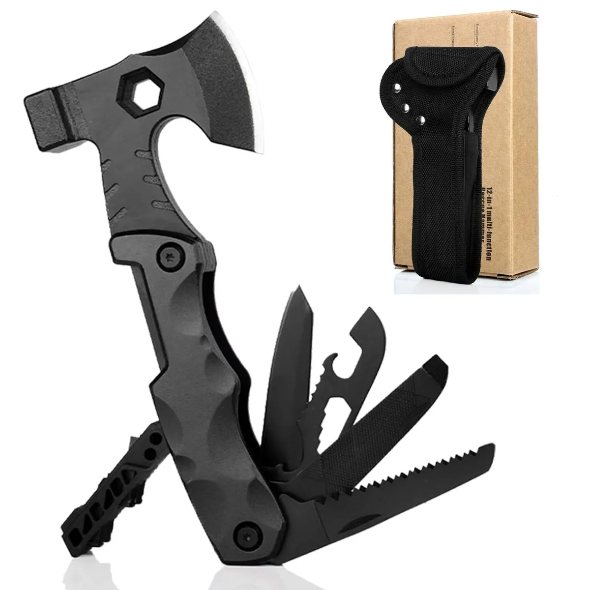 Multifunctional Hatchet Multitools with Mini Axe Hammer Knife Wrench