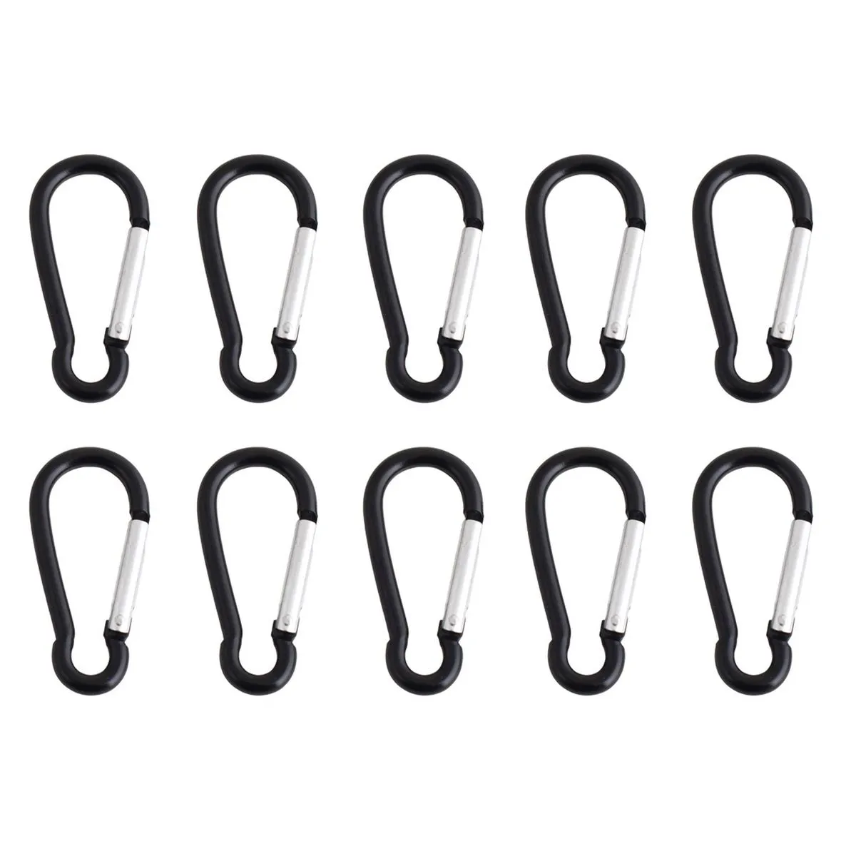10-Pack Mini Aluminium Carabiner Set - Black