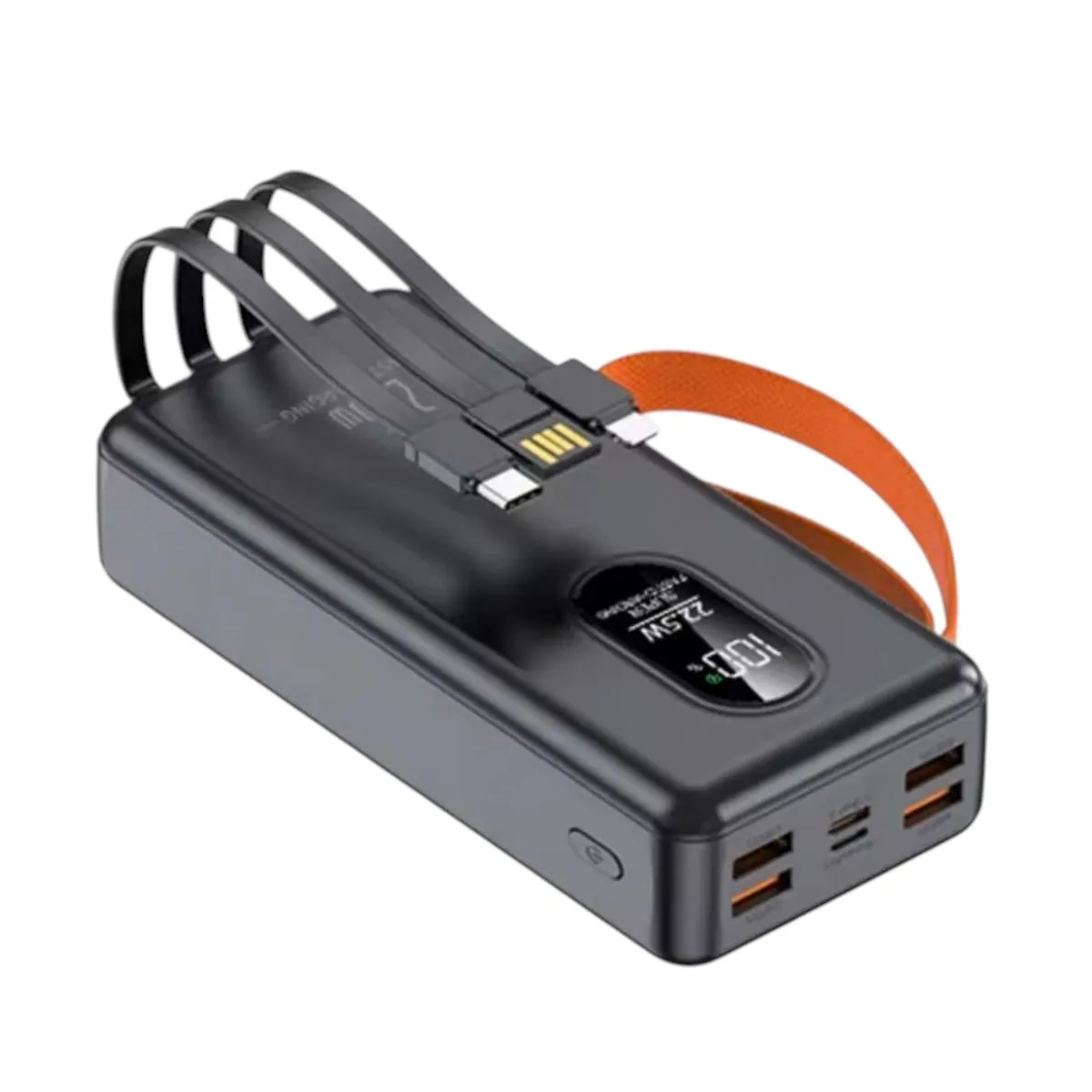 Carry On 60000mAh Power Bank with Cables 4 USB Ports LED Light - Black