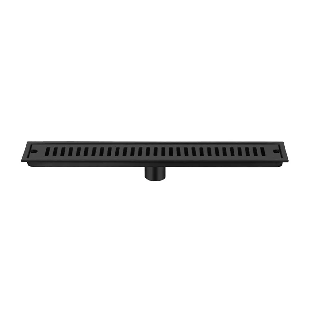 60m Linear Rectangular Floor Drain with Double-Layer Anti-Blocking Filter - Black