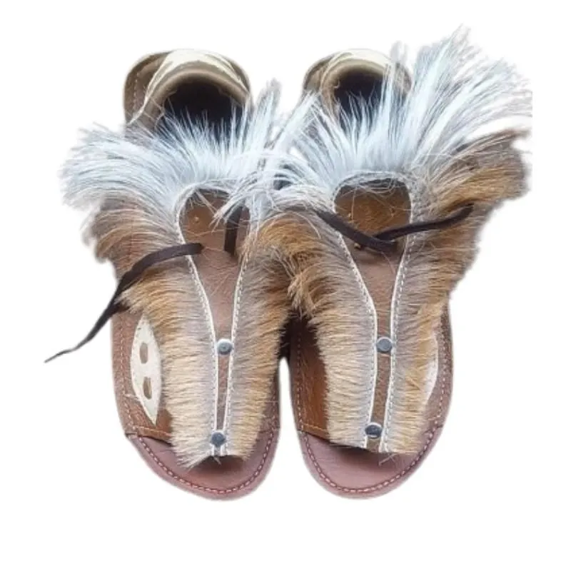 Brown Authentic Zulu Imbadada Sandals Made from Springbok Hide And Tyres