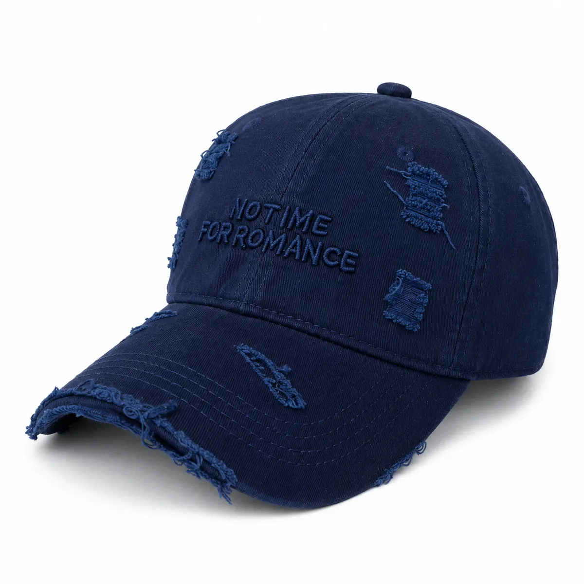 Distressed Washed Baseball Cap Embroidered Unisex Streetwear Hat - Blue