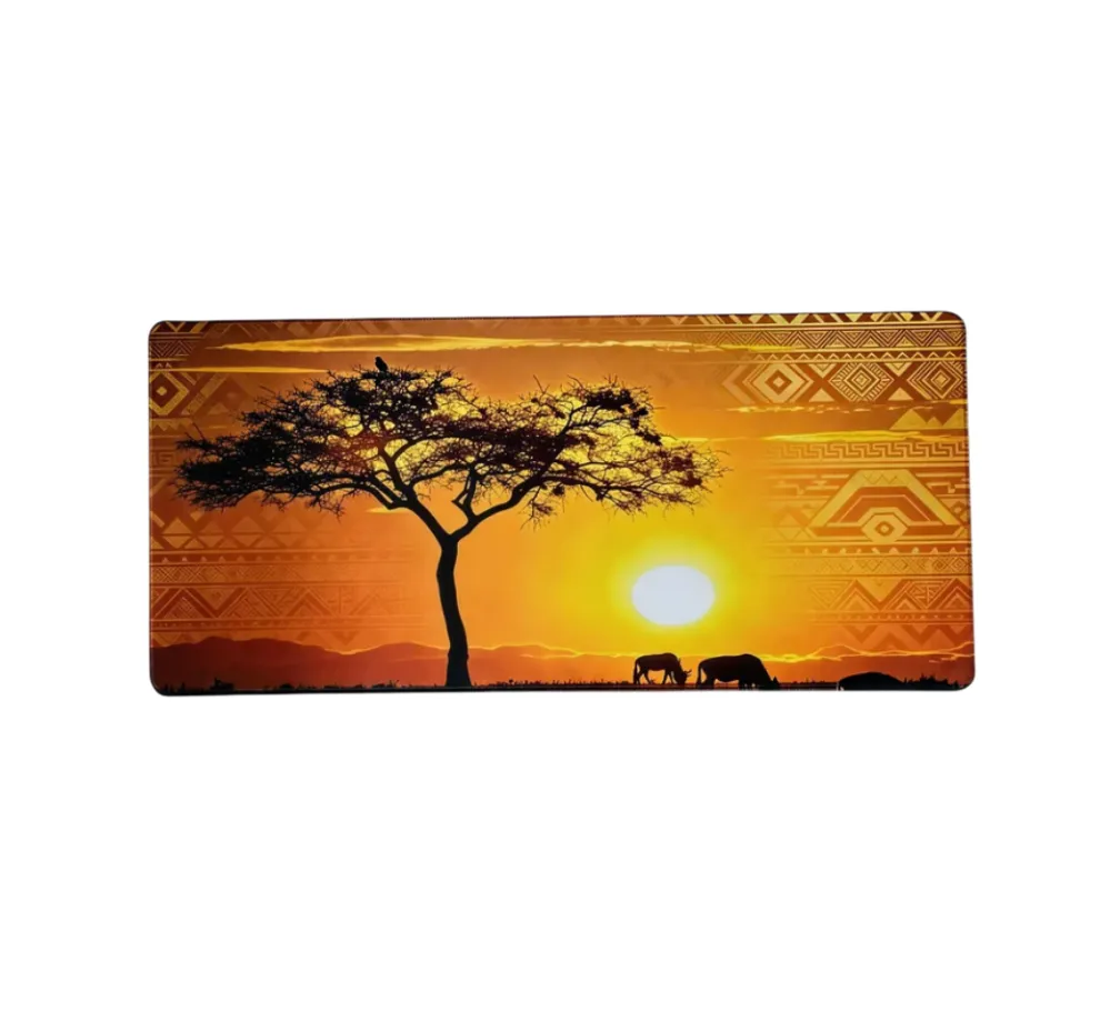 African Scenery Tribal Gaming Mouse Pad Non-Slip 90cmx40cm Office Desk Mat - African Savanna