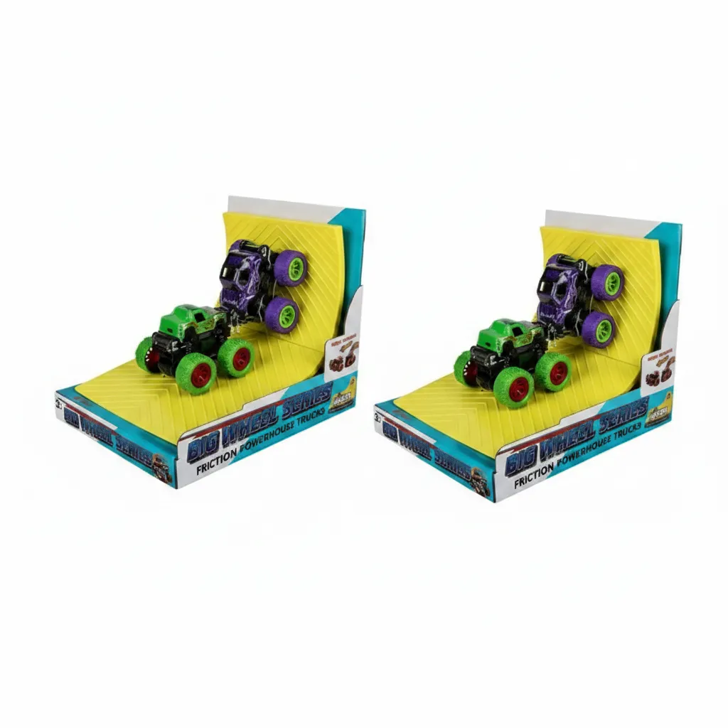 Friction Vehicle Toy Set with Ramp - 2 Pack