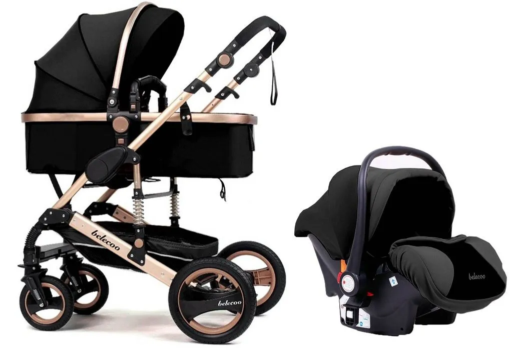 Toltand Belecoo stroller 3 in 1 Foldable Baby Pram - Black