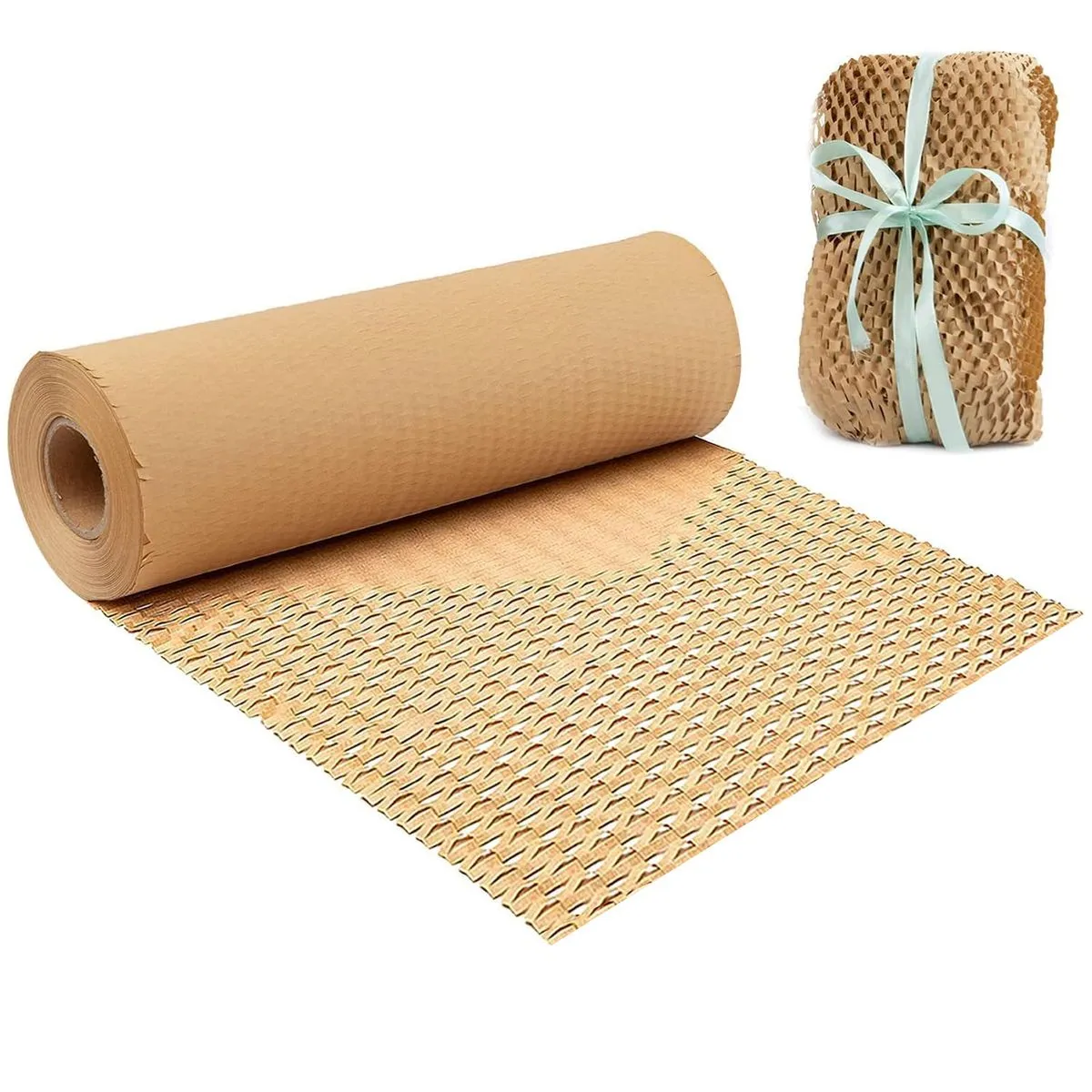 30cm×100m Honeycomb Packing Paper Roll - Eco-Friendly Cushion Wrap - Brown