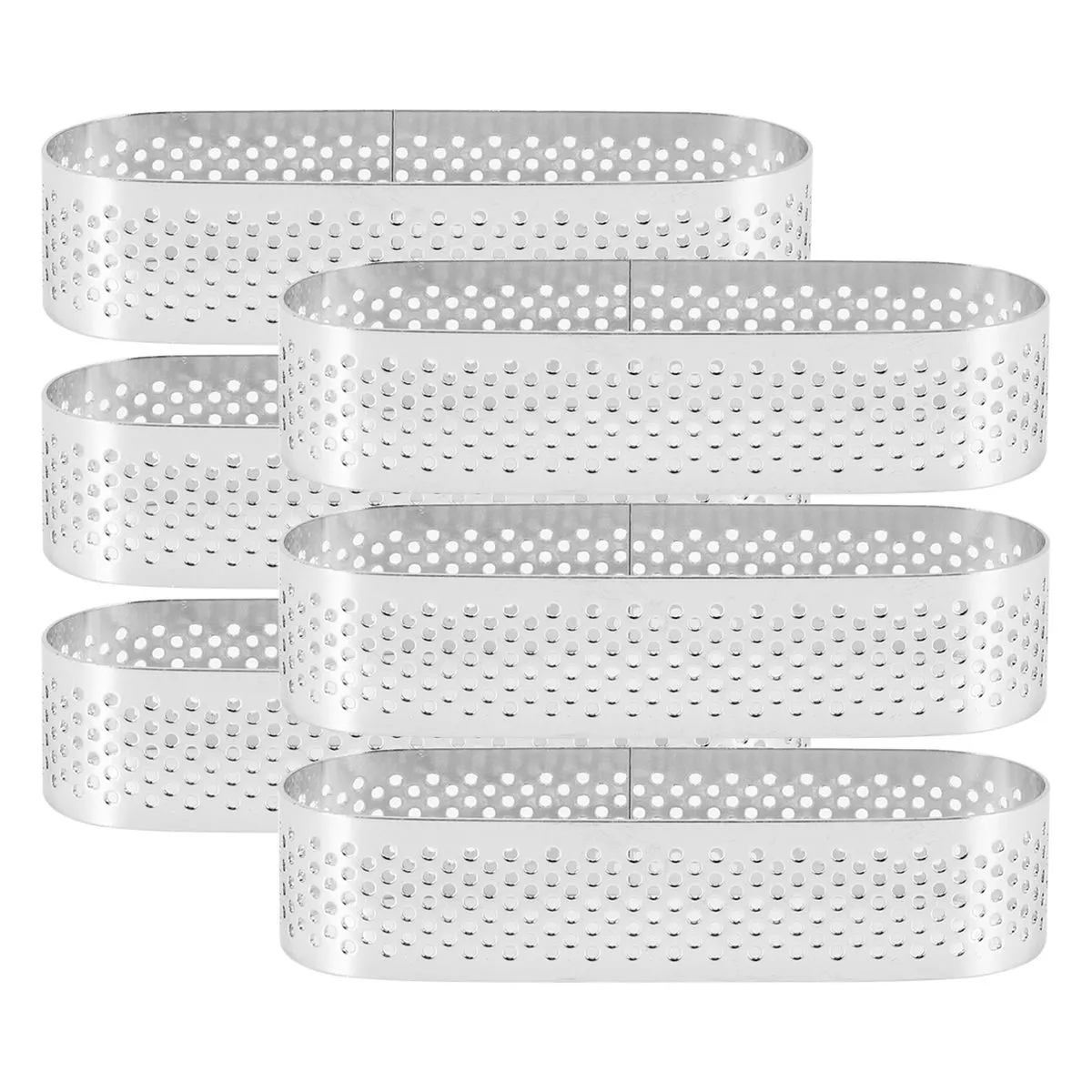 6Pcs Oval French Dessert Mousse Fruit Pie Tart Ring Quiche Cake Mold