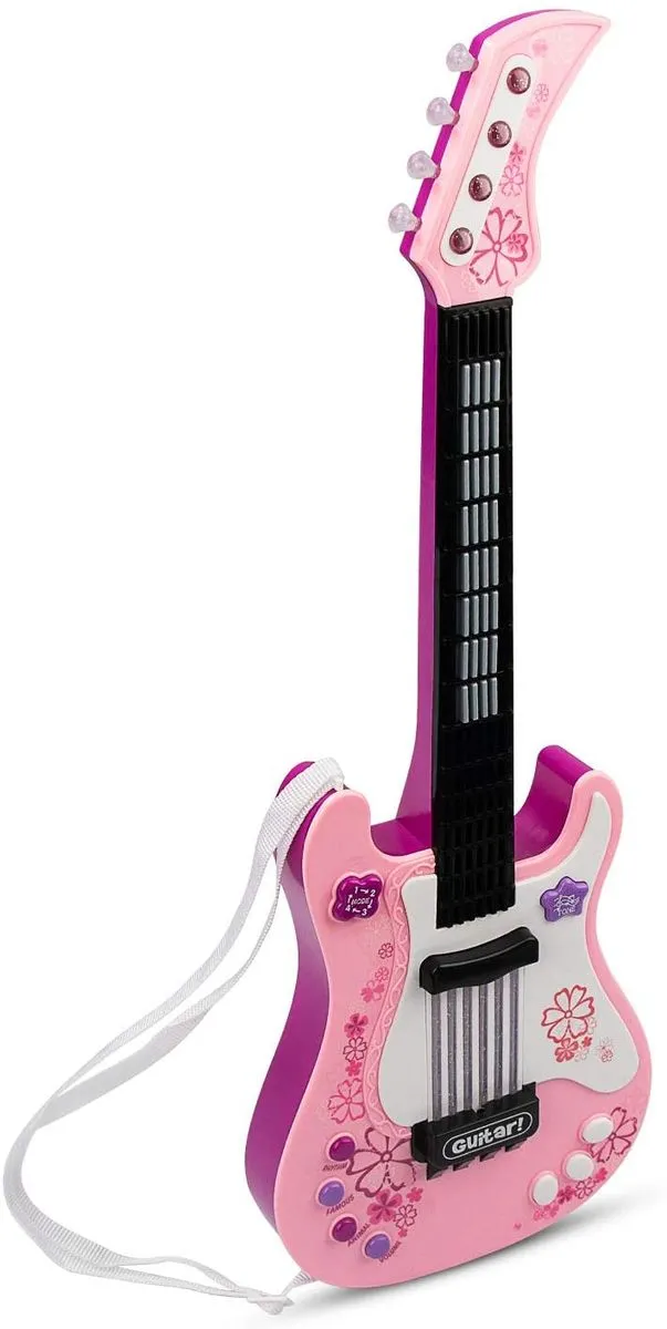 Olive Tree - Electric Toy Guitar Musical Instrument with 4 Mode - Pink