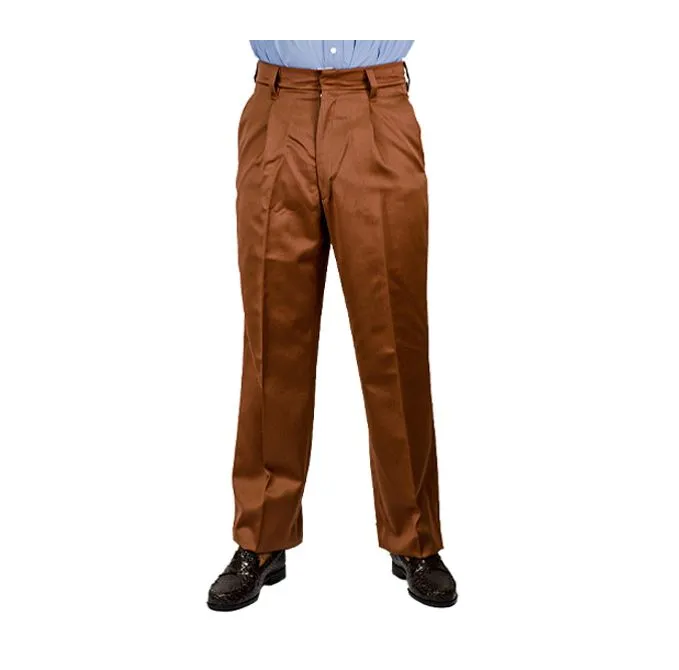 Brentwood 100% Wool - One Pleated - Open Hem Trousers - Rust
