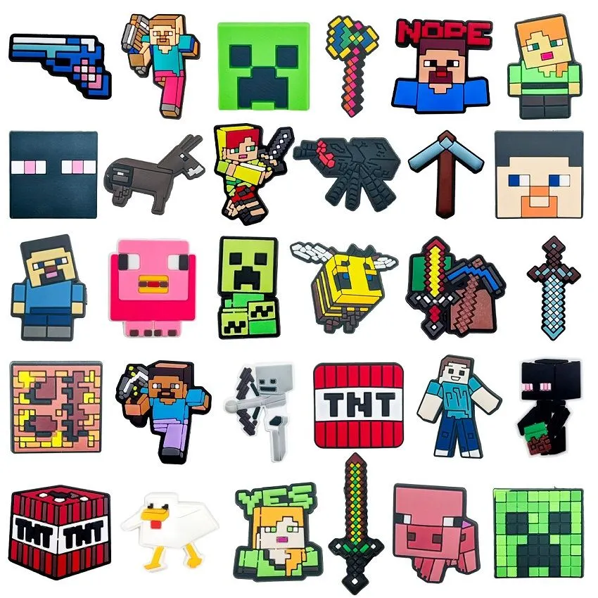 Minecraft Style Pixel Shoe Charms, Decorative Accessories Cute Gift 30Piece