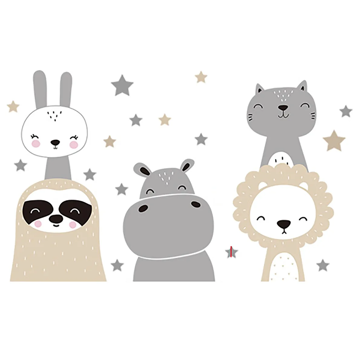 Cartoon Nursery Wall Decor For Baby Girl Or Boy, Wall Sticker For Baby Room - 5 Animals  BR64187