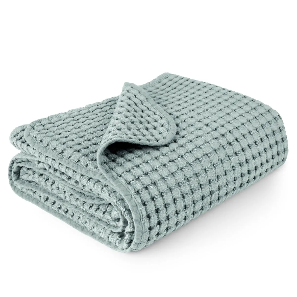 Breathable Waffle Textured Toddler Blanket 60"×40" Ideal Infant Daily Wrap - Blue, Green