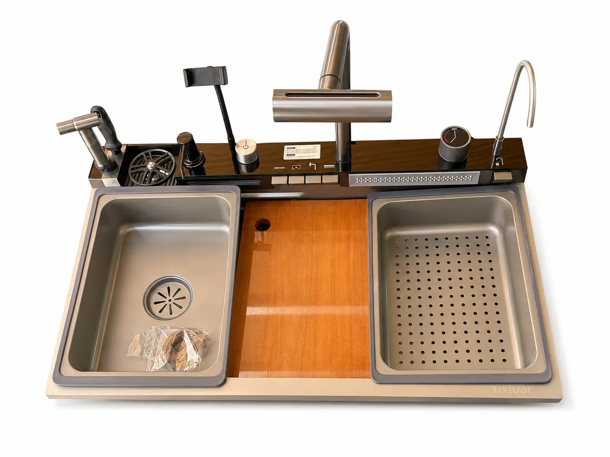Premium Smart Workstation Kitchen Sink - Brushed Steel Finish