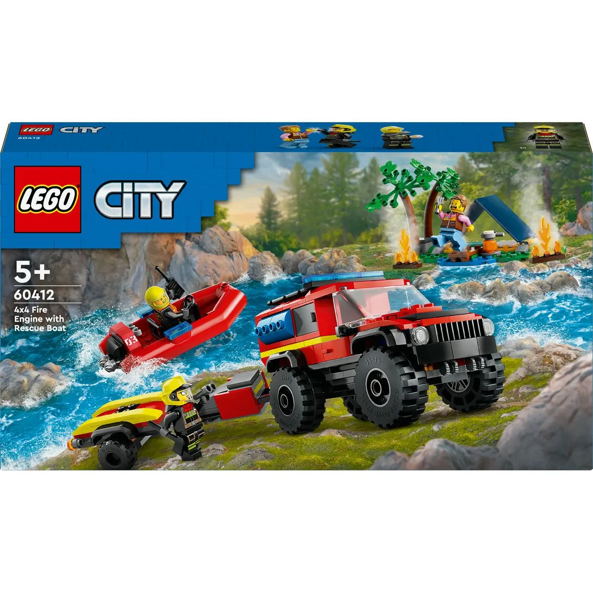 LEGO® City 4x4 Fire Engine with Rescue Boat 60412 Building Toy Cars - 301 Pieces