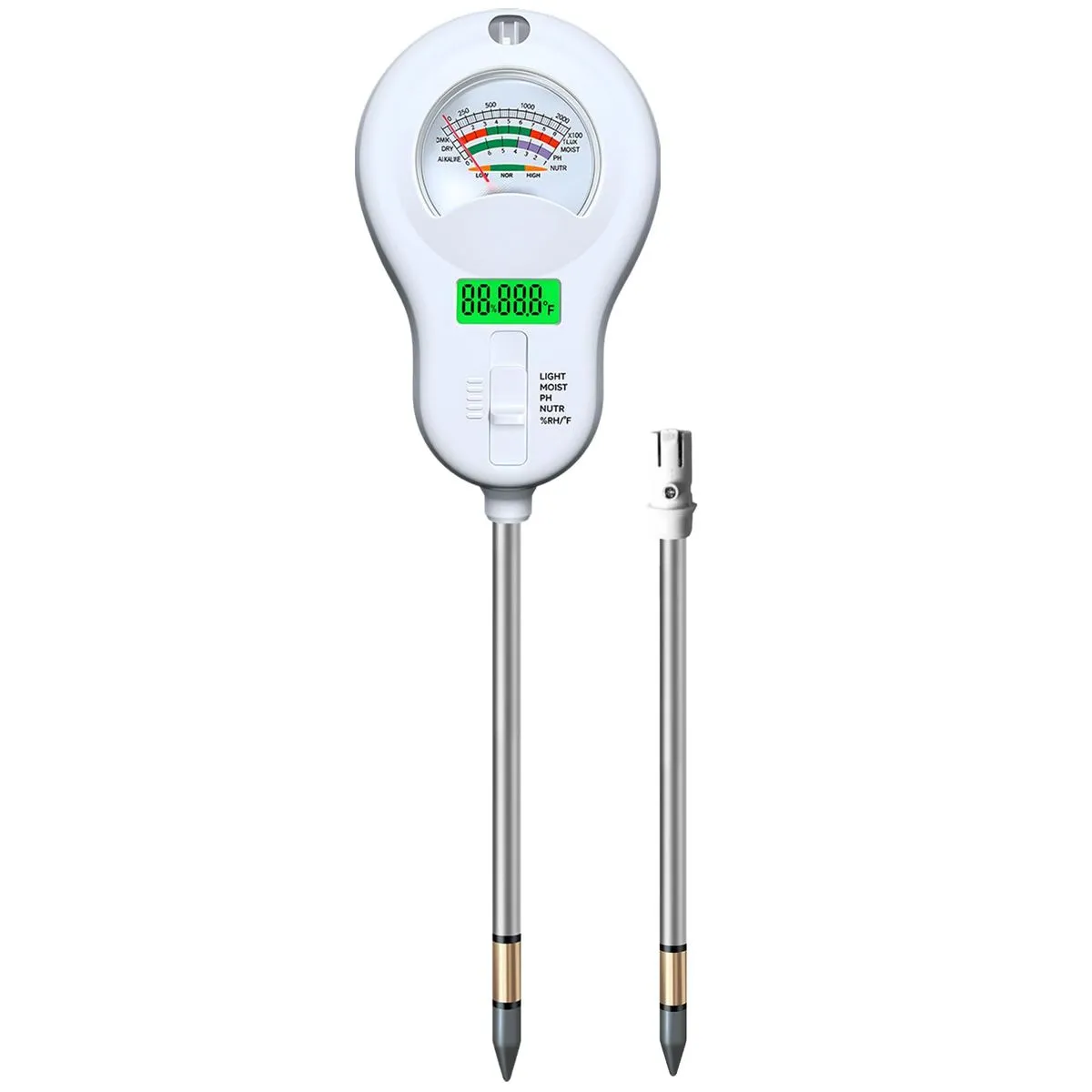 6-in-1 Soil Tester - Moisture, pH, Temperature, Light & Humidity