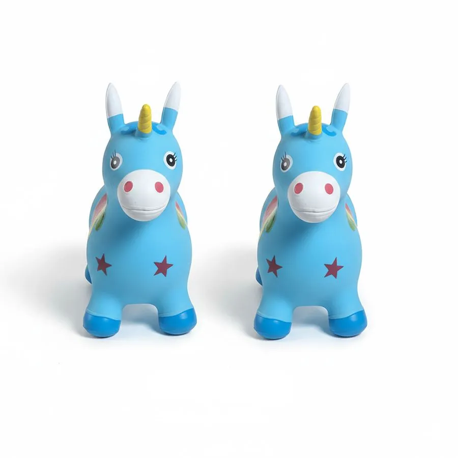 Inflatable Unicorn Bouncy Hopper/Ride-on Hopping Toys for Toddlers (2 Pack) - Blue