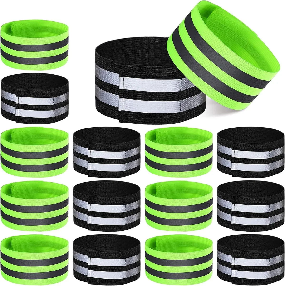 16 Pieces Reflective Bands Reflector Bands High Visibility Reflective Gear