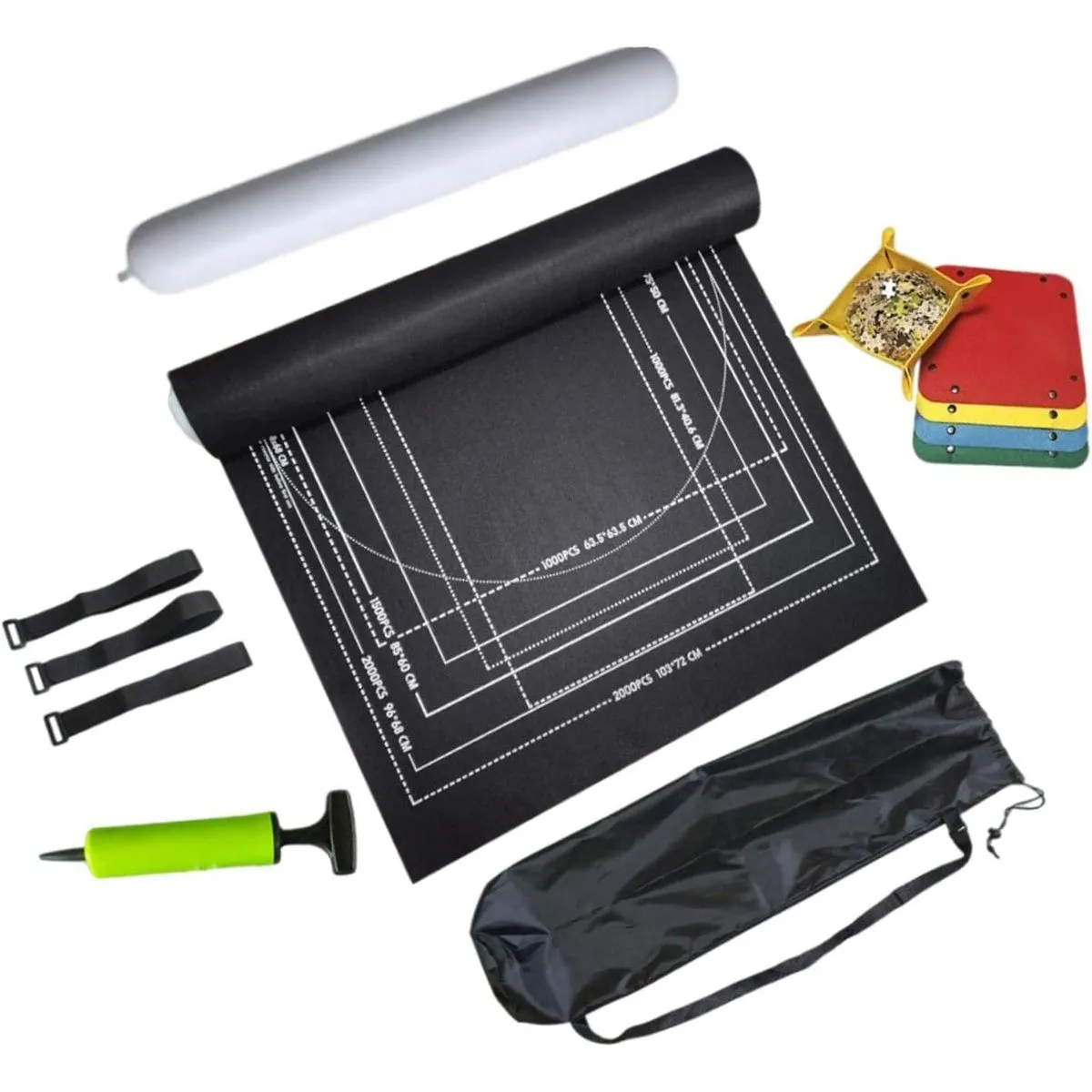 10 Pcs Jigsaw Puzzle Mat Roller Up Felt Kit with Storage Bag Up to 2000 Pcs