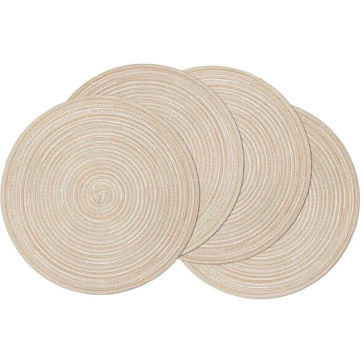 4 Pack Round Braided Placemats Washable Place Mats for Dining Tables
