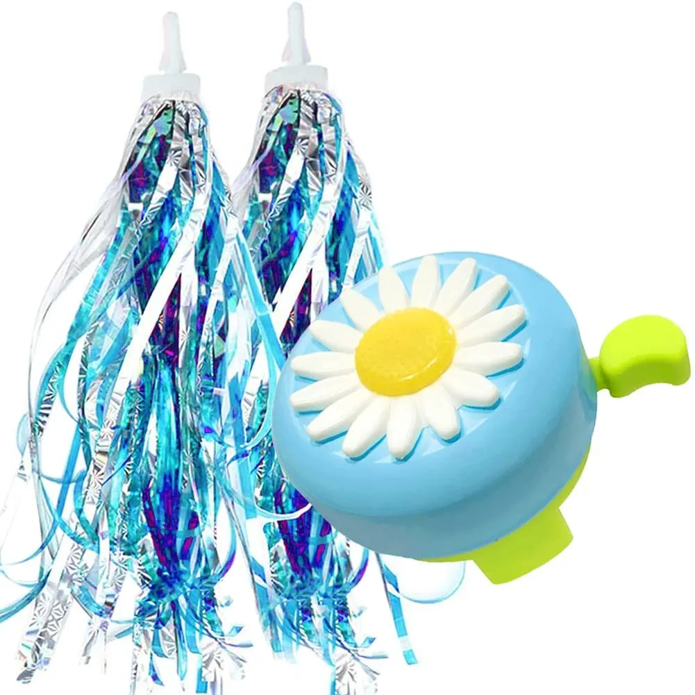 Kids Bike Bell and Kids Bike Streamers for Children's Bike Accessories - Blue