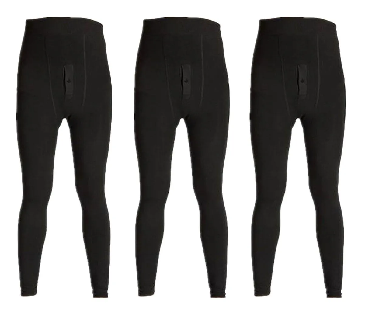 Men's Thermal Fur Lined High Waist Winter Underwear Pants - 3 Pack