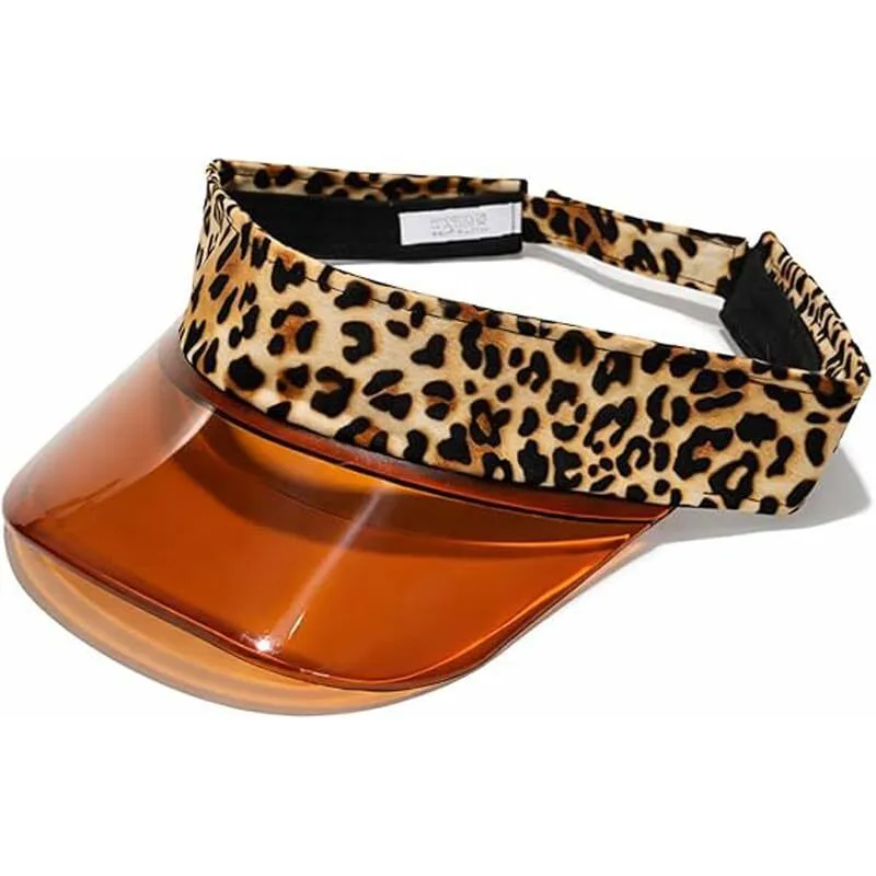 Leopard Print Adjustable Sun Visor Hat UV Protection Sports Headband Cap