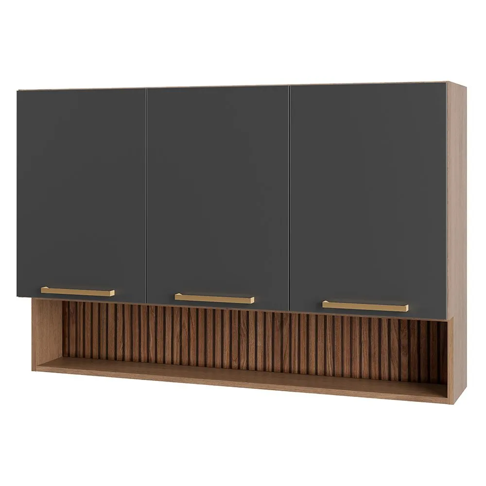 Kitchen 120cm Wall Unit - Light Oak-Graphite
