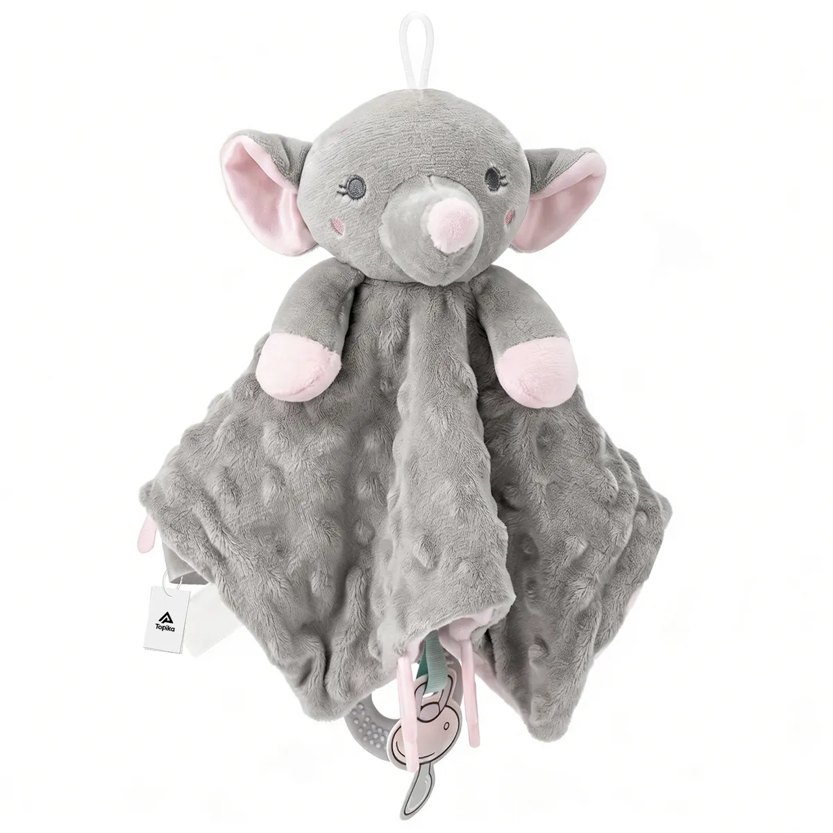 Topika Soft Baby Security Blanket for Baby Snuggle Toy Stuffed Animal - Grey