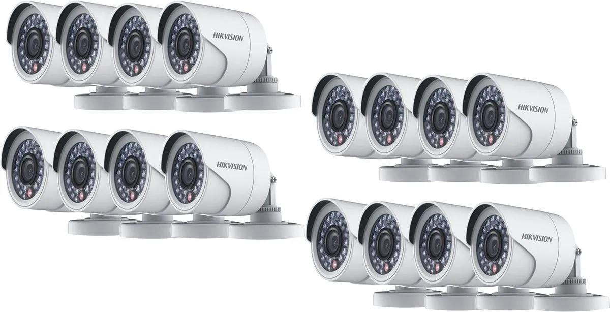 16 Hikvision 2Mp Bullet Camera Set For 16 Channel Analogue System