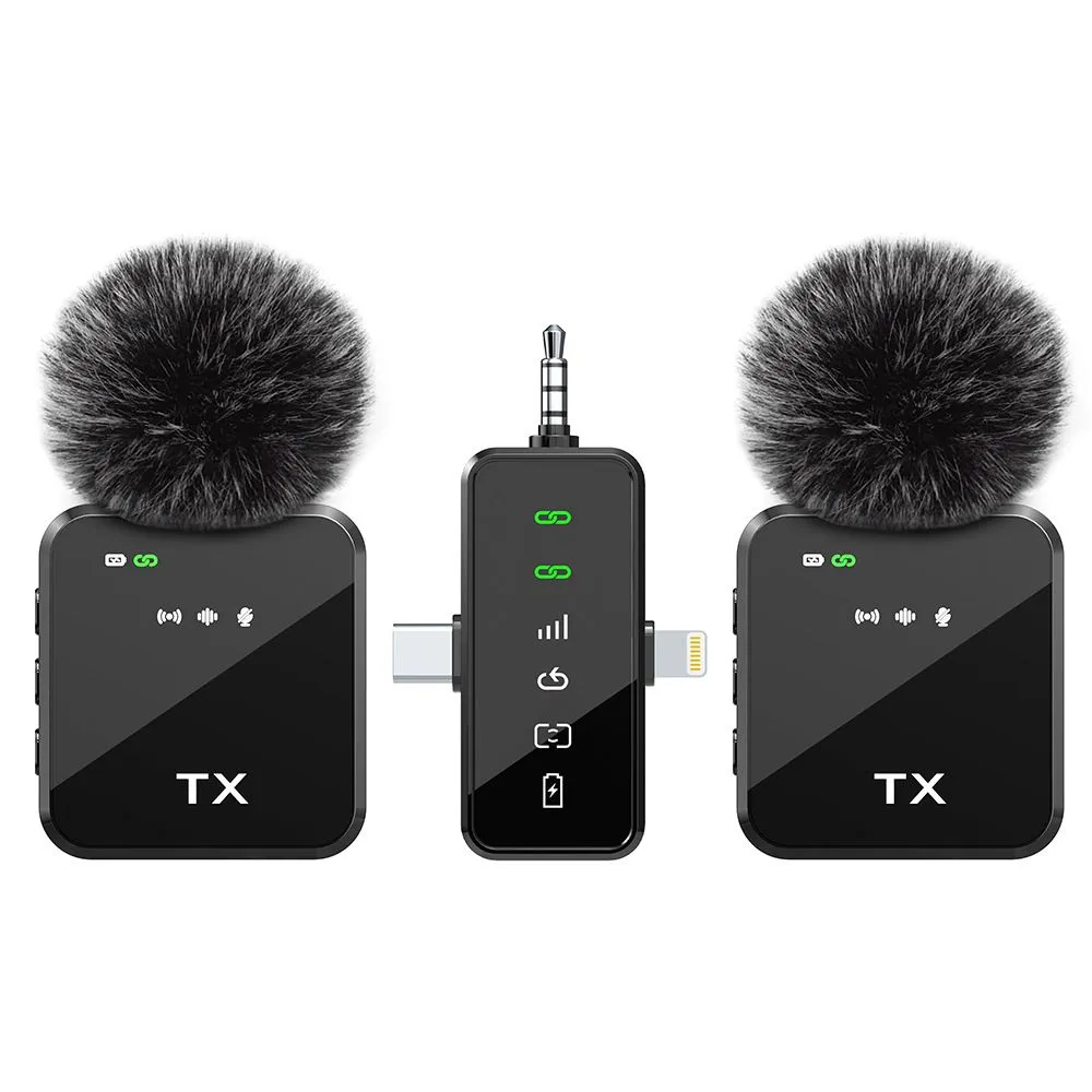 3-in-1 Wireless Lapel Microphone, Compatible with Mobile Phones, Cameras