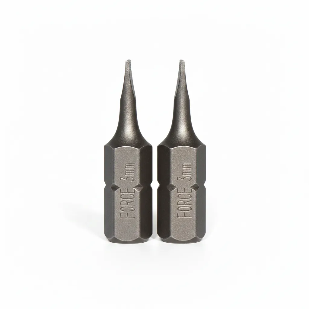 Force 1/4 inch Slotted Bit 0.5 x 3.0 x 50mm Flat for Screwdrivers - 2 Pack